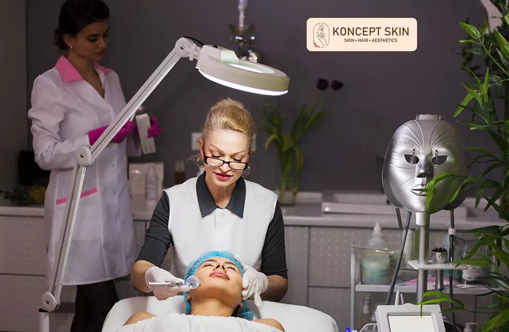 Skincare Expert Performing Facial Procedure