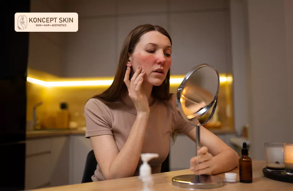 Skincare Routine with Concern over facial redness