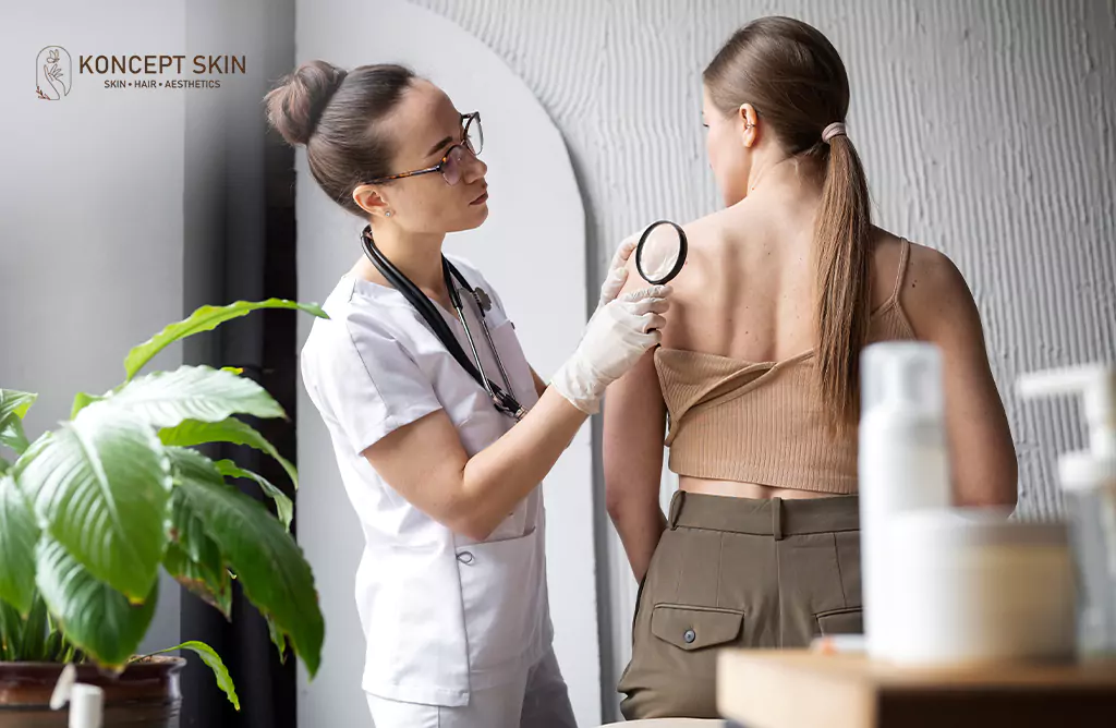 Woman Gets Skin Consultation